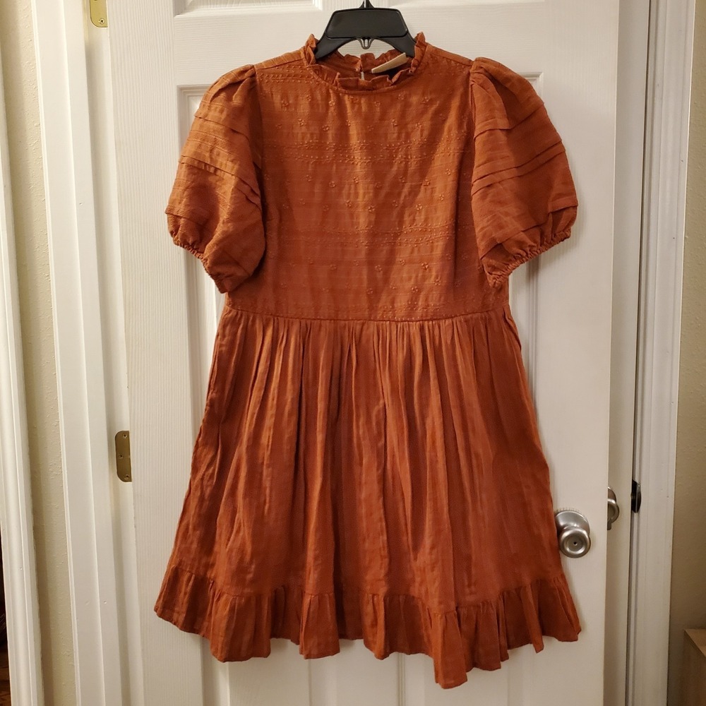 Universal Thread sz XS brown rust Relaxed fit flare dress NWT boho peasant‎